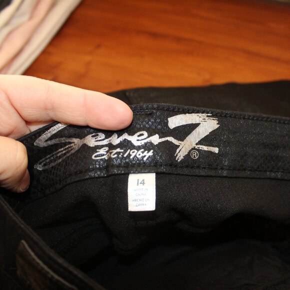 BIG SALE JEANS Seven7 Coated Skinny Faux Leather Black Viper Size 14 30” NWT's - Picture 15 of 16